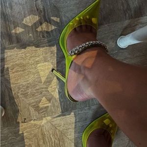 PVC Embellished Heels in Green